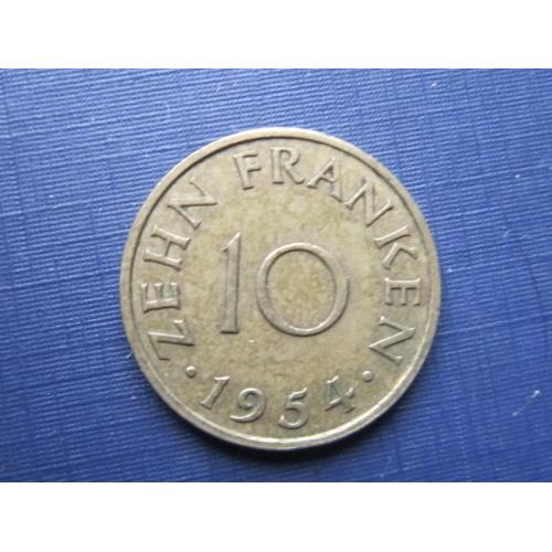 Монета 10 франков Германия Саарленд 1954 Саар