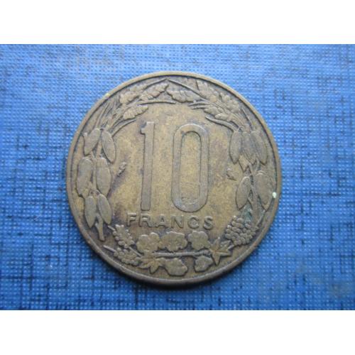 Монета 10 франков Камерун 1962 фауна антилопы