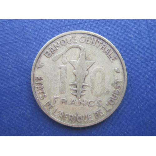 Монета 10 франков КФА 1969 фауна рыба антилопа