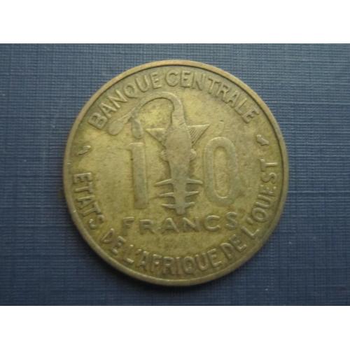 Монета 10 франков КФА Западная Африка 1959 фауна рыба антилопа