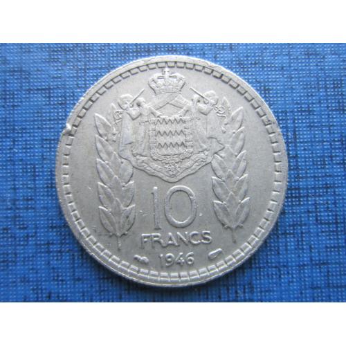 Монета 10 франков Монако 1946