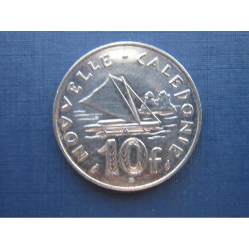 Монета 10 франков Новая Каледония Французская 1991 корабль лодка
