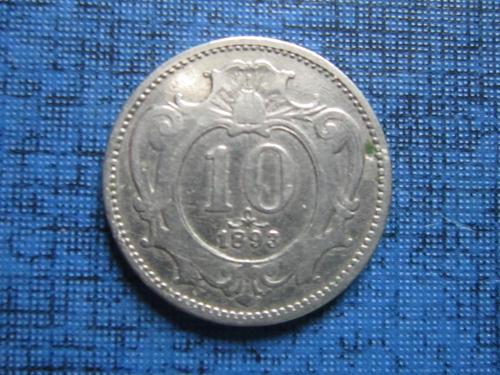 монета 10 геллеров Австро-Венгрия 1893
