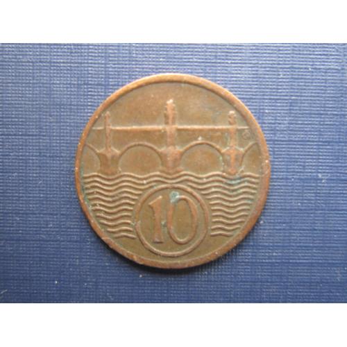 Монета 10 геллеров Чехословакия 1923