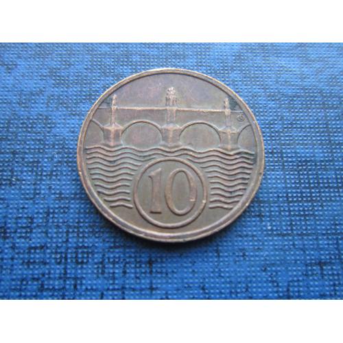 Монета 10 геллеров Чехословакия 1938