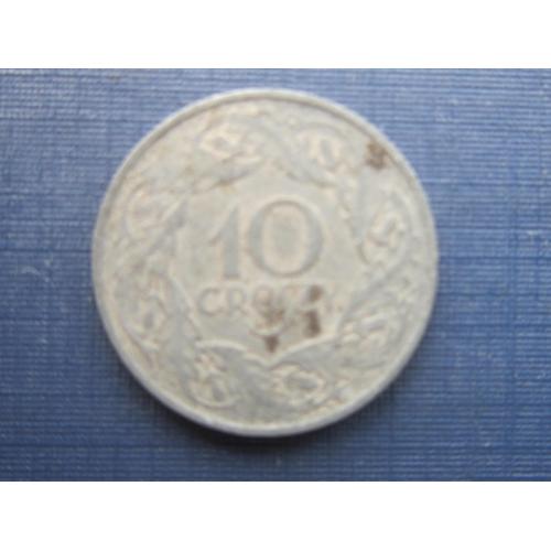 Монета 10 грошей Польша 1923 цинк не магнитная