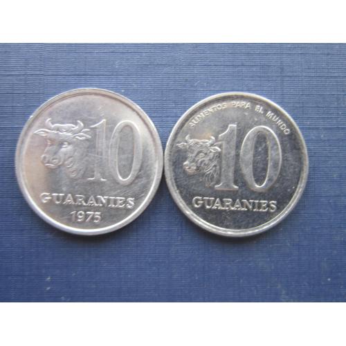 Монета 10 гуарани Парагвай 1975 1984 фауна корова бык разные одним лотом