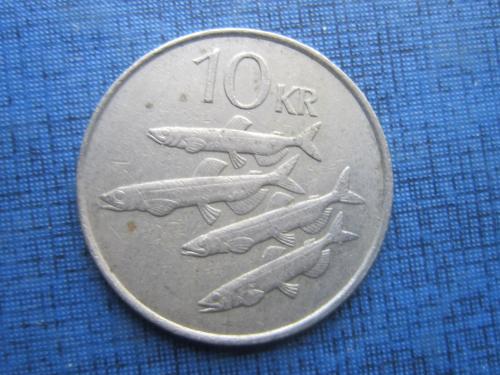 Монета 10 крон Исландия 1984 фауна рыба