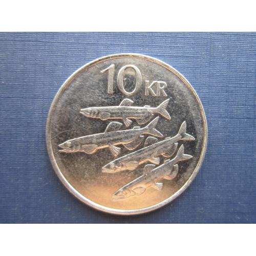 Монета 10 крон Исландия 2006 фауна рыба корова
