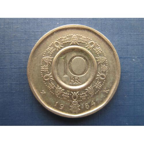 Монета 10 крон Норвегия 1984