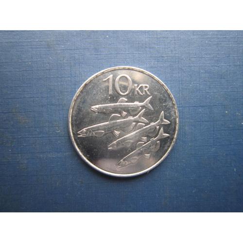 Монета 10 крон Ісландія 1994 фауна риба корова