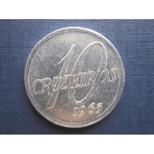 Монета 10 крузейро Бразилия 1965 алюминий не частая