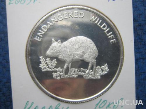 Монета 10 квача Малави 2005 фауна серебро
