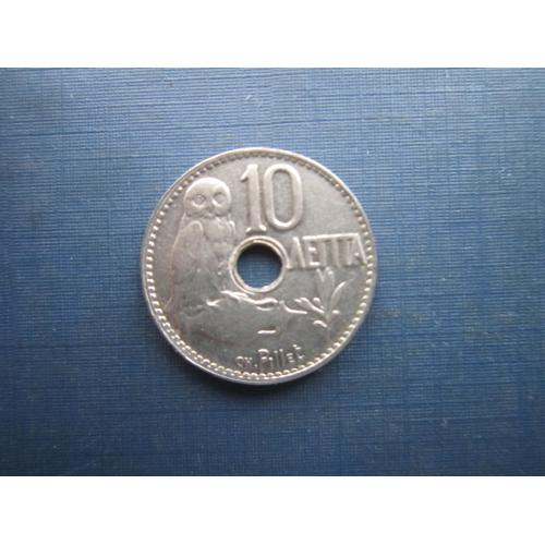 Монета 10 лепта Греція 1912 фауна птах сова