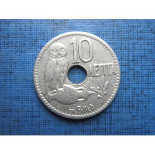 Монета 10 лепта Греция 1912 фауна сова
