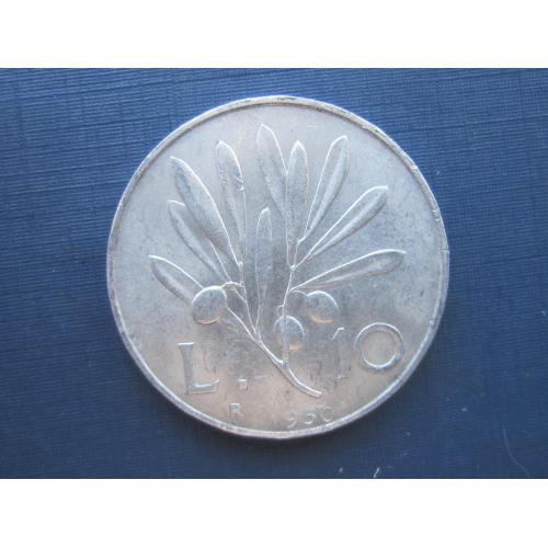 Монета 10 лир Италия 1950 оливы фауна пегас