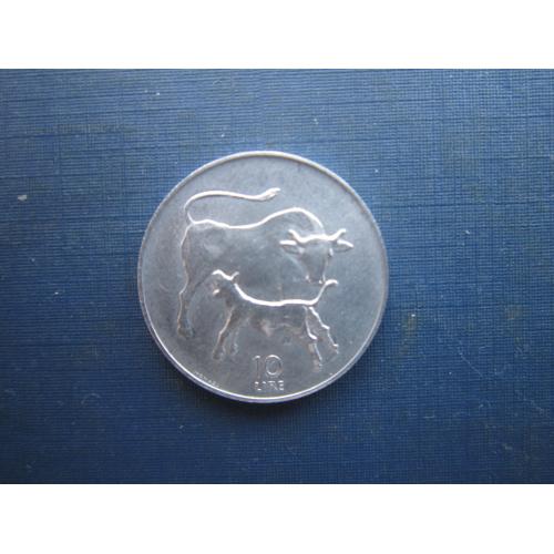 Монета 10 лір Сан-Маріно 1972 кохання у тварин фауна корова та теля