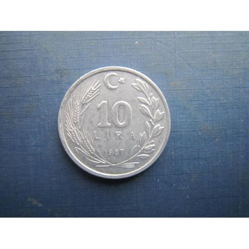 Монета 10 лір Туреччина 1987