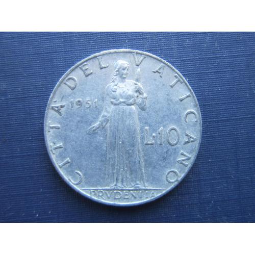 Монета 10 лир Ватикан 1951