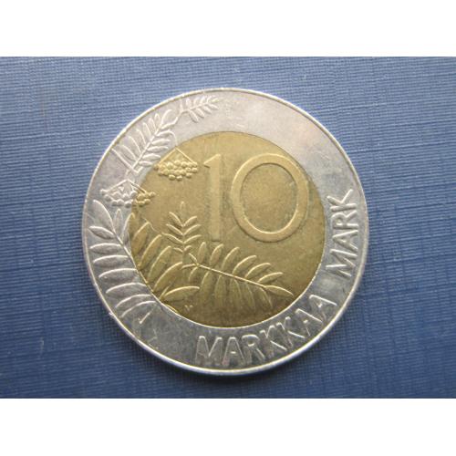 Монета 10 марок Финляндия 1993 фауна птица глухарь