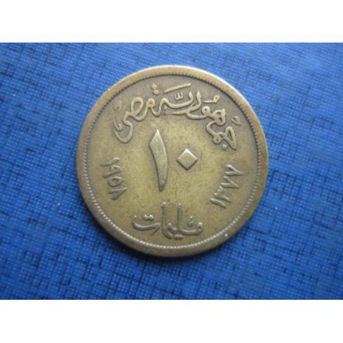 Монета 10 миллим Египет 1958 большой сфинкс