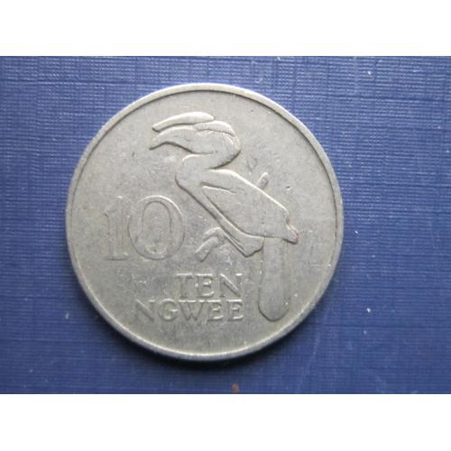 Монета 10 нгве Замбия 1968 фауна птица-носорог