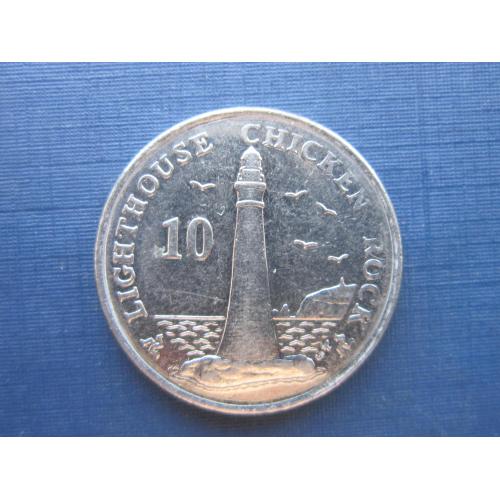 Монета 10 пенни Остров Мэн Великобритания 2014 маяк флот