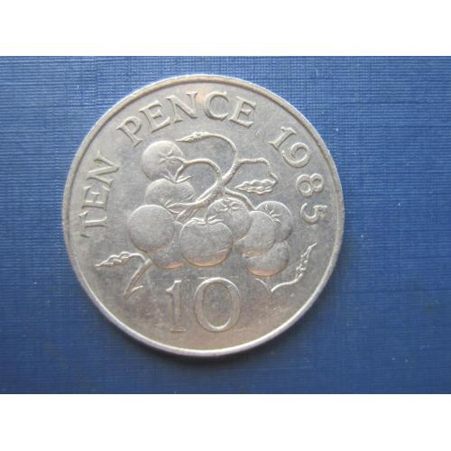 Монета 10 пенсов Гернси Великобритания 1985 флора помидоры большая