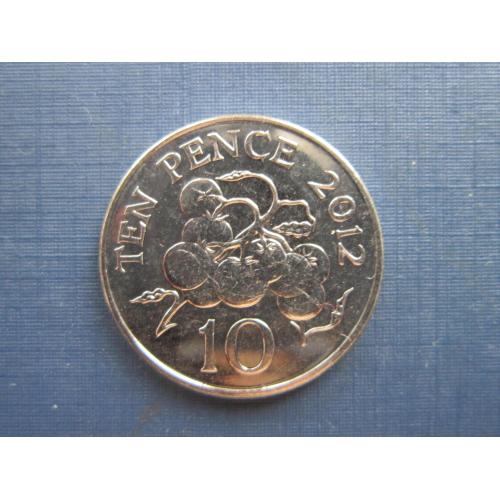 Монета 10 пенсов Гернси Великобритания 2012 флора помидоры