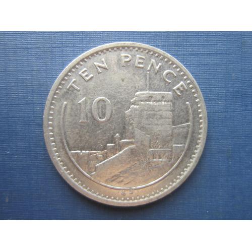 Монета 10 пенсов Гибралтар Великобритания 1988 башня большая