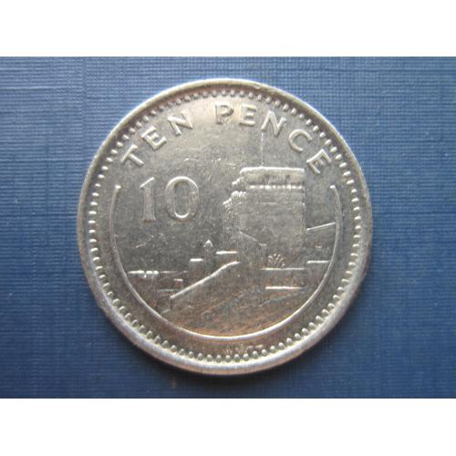 Монета 10 пенсов Гибралтар Великобритания 1994 башня маленькая