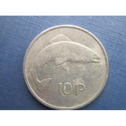 Монета 10 пенсов Ирландия 1975 фауна рыба большая