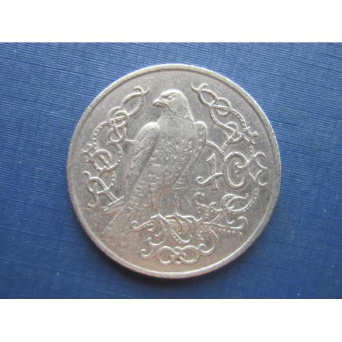 Монета 10 пенсов Остров Мэн Великобритания 1982 фауна сокол
