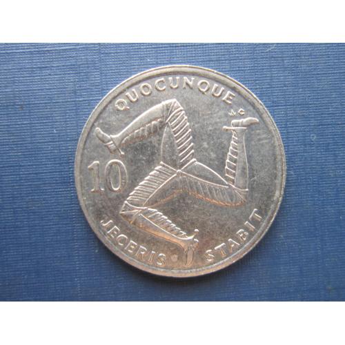 Монета 10 пенсов Остров Мэн Великобритания 1992 ноги маленькая