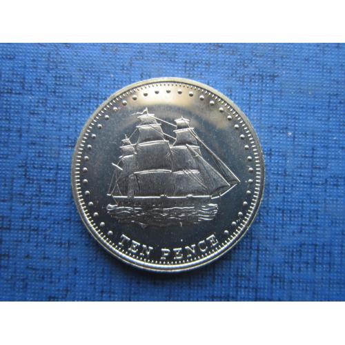 Монета 10 пенсов Тристан-да-Кунья Остров Столтенхоф Британский 2008 корабль парусник