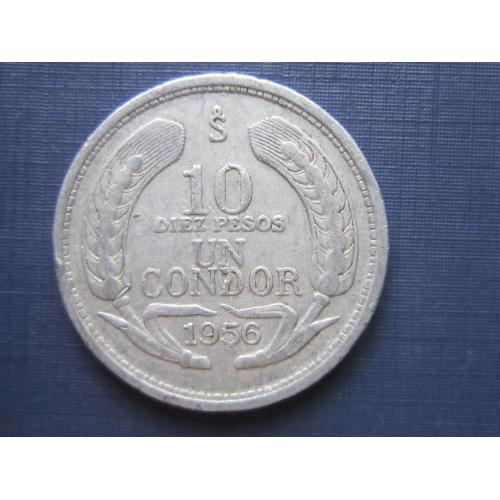Монета 10 песо 1 кондор Чили 1956 фауна птица
