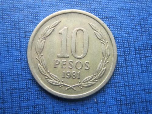Монета 10 песо Чили 1981