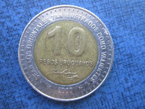 Монета 10 песо Уругвай 2000 Национальный день просвещения