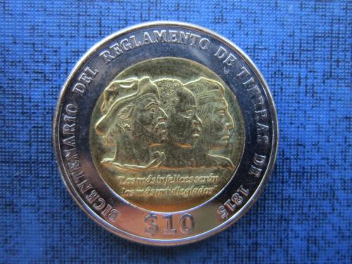 Монета 10 песо Уругвай 2015 юбилейка 200 лет Земельному кодексу UNC