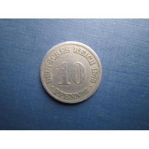 Монета 10 пфенігів Німеччина імперія 1875 G