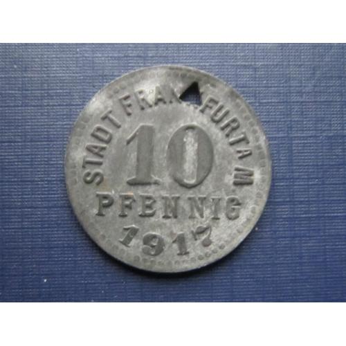 Монета 10 пфеннигов Германия 1917 нотгельд Франкфурт на Майне