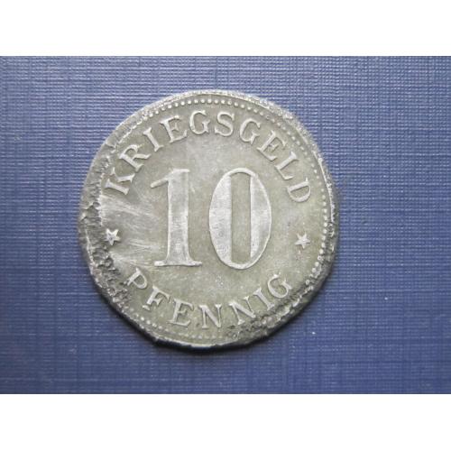 Монета 10 пфеннигов Германия 1919 нотгельд Верден цинк как есть