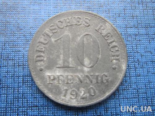монета 10 пфеннигов Германия 1920 цинк
