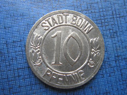 Монета 10 пфеннигов Германия 1920 нотгельд Бонн Бетховен