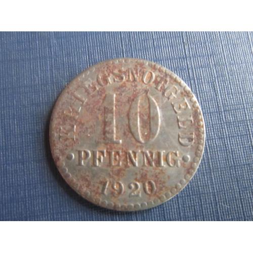 Монета 10 пфеннигов Германия 1920 нотгельд Брауншвейг фауна лошадь