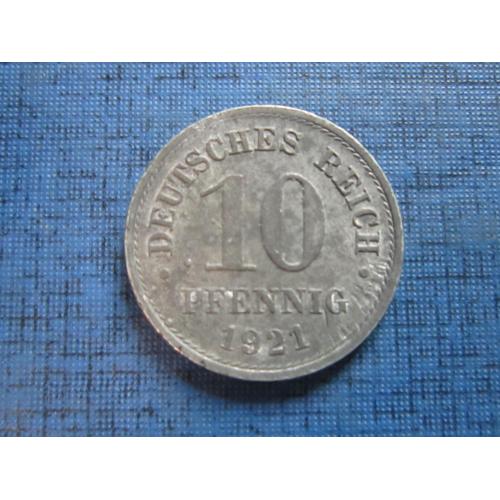 Монета 10 пфеннигов Германия 1921 цинк