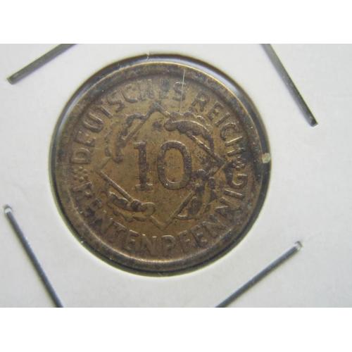 Монета 10 пфеннигов Германия 1924 D
