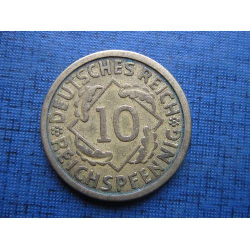 Монета 10 пфеннигов Германия 1924 J
