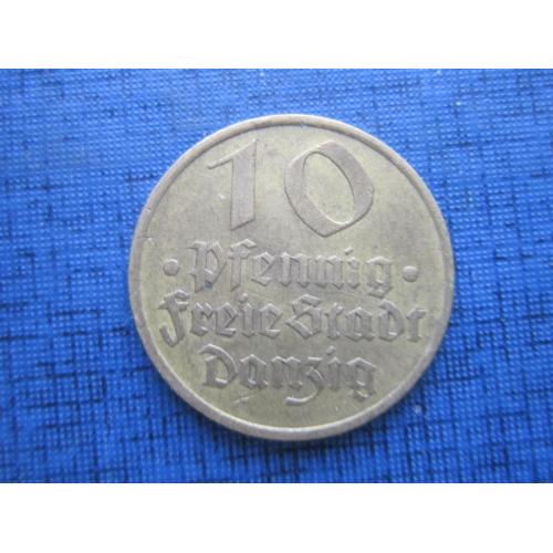 Монета 10 пфеннигов Германия 1932 Данциг (Гданьск Польша) фауна рыба редкая
