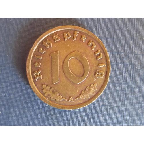 Монета 10 пфеннигов Германия 1939 А  Рейх свастика
